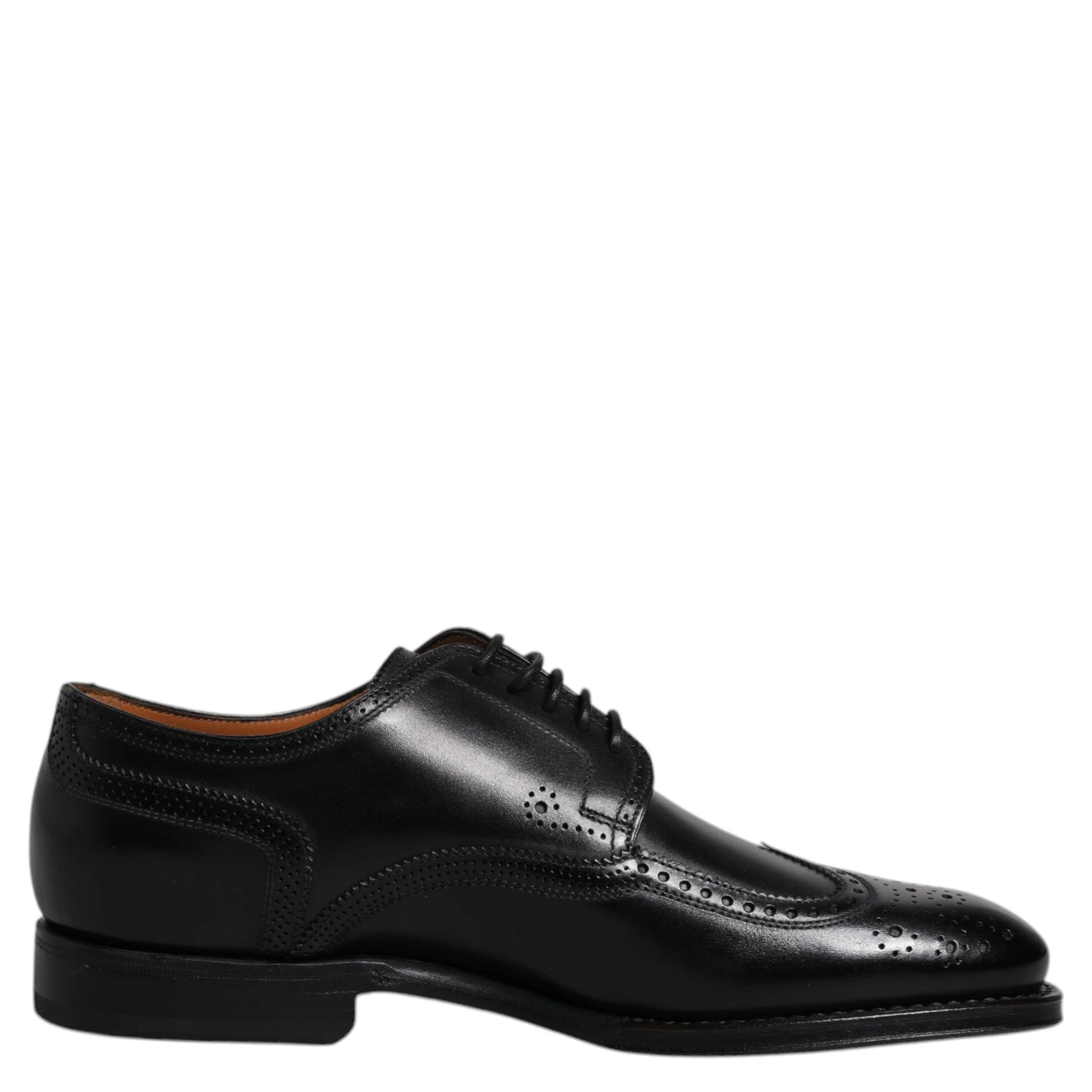 Black Leather Derby Wingtip Formal Shoes