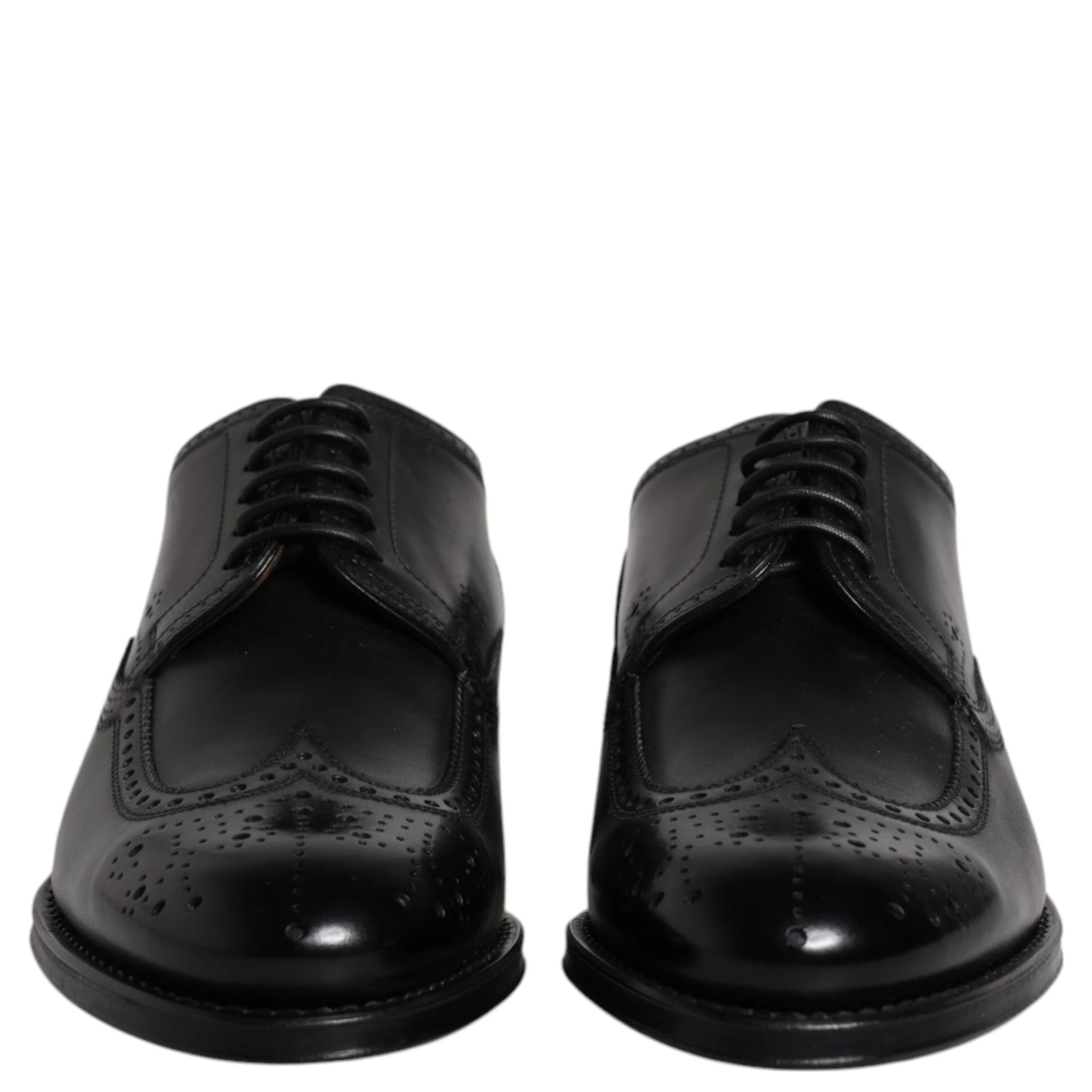 Black Leather Derby Wingtip Formal Shoes
