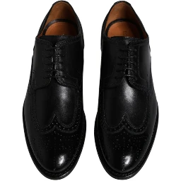 Black Leather Derby Wingtip Formal Shoes