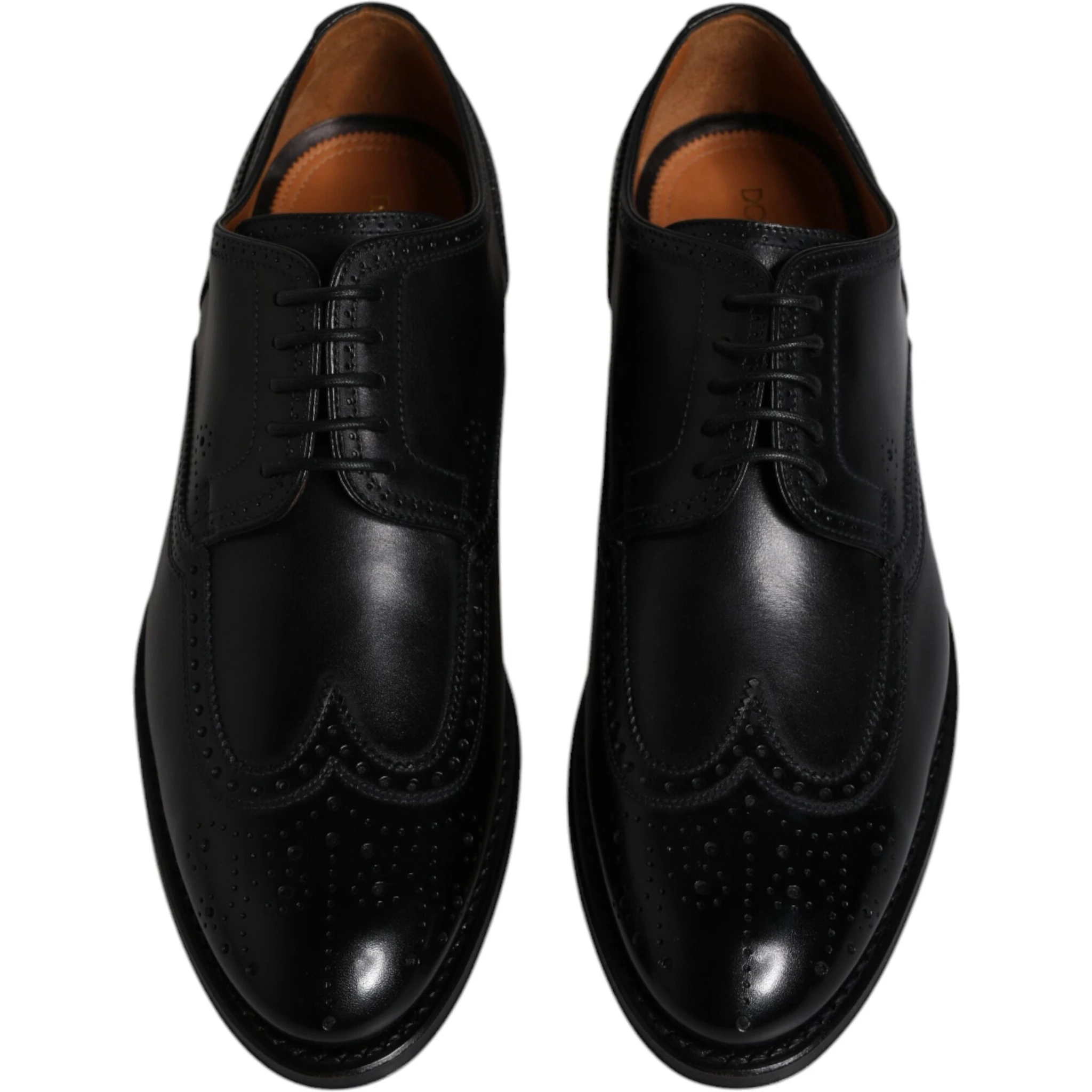 Black Leather Derby Wingtip Formal Shoes