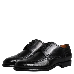 Black Leather Derby Wingtip Formal Shoes