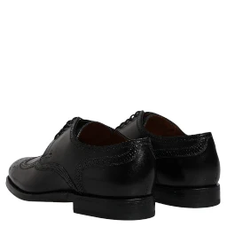 Black Leather Derby Wingtip Formal Shoes