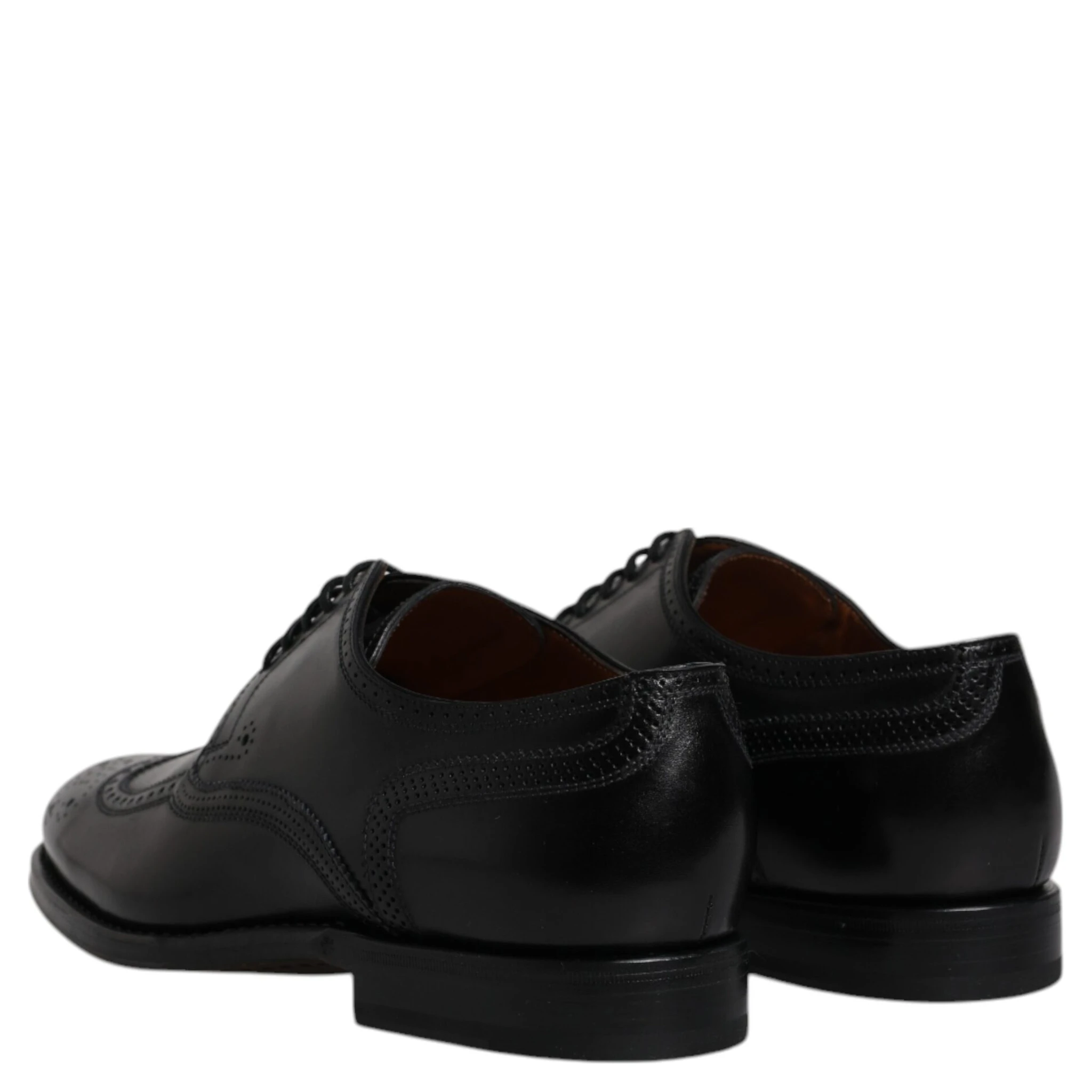 Black Leather Derby Wingtip Formal Shoes