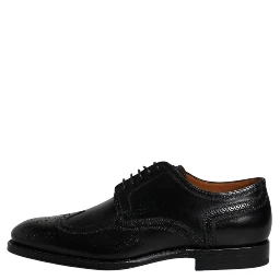 Black Leather Derby Wingtip Formal Shoes
