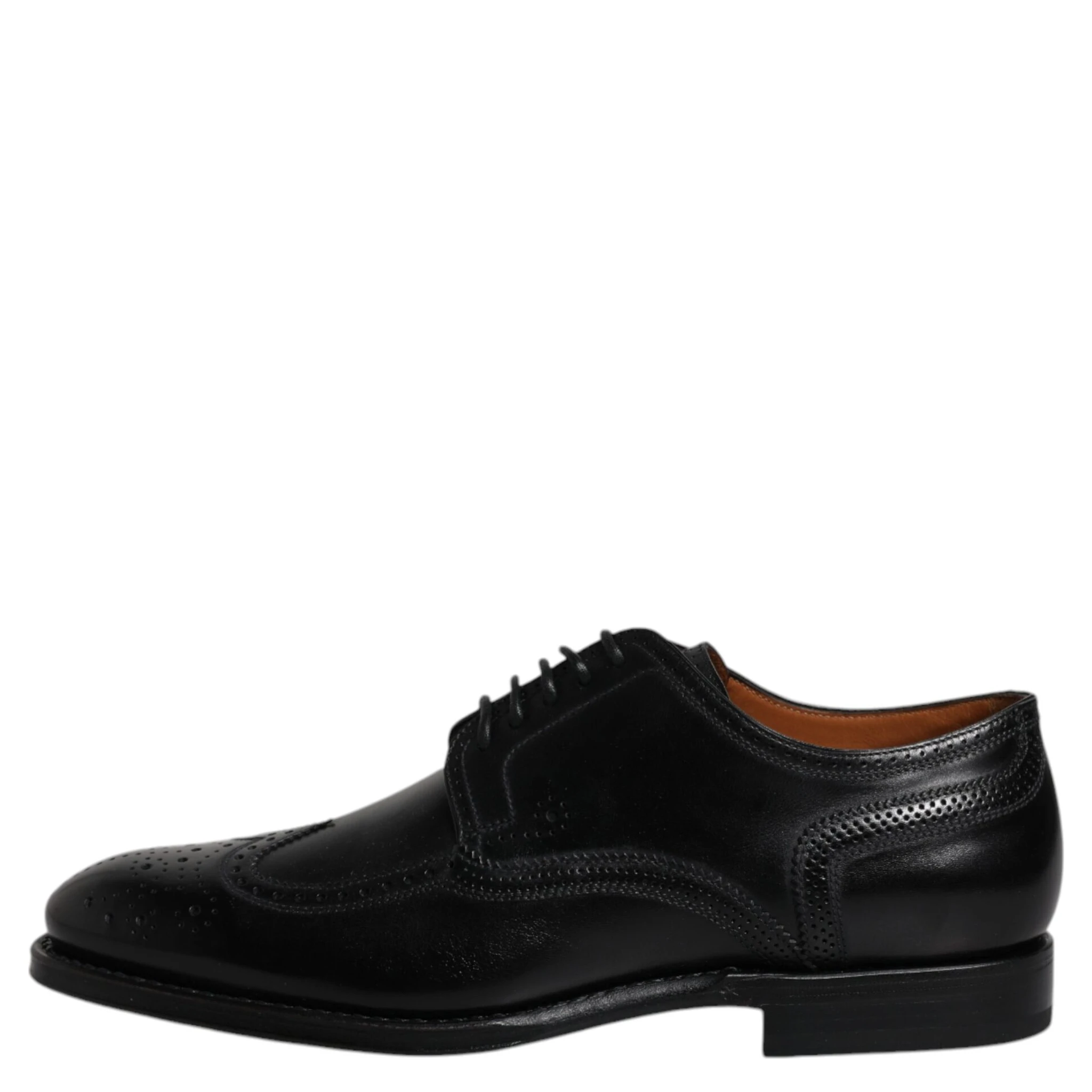 Black Leather Derby Wingtip Formal Shoes