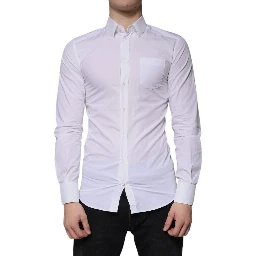 White Cotton Long Sleeve GOLD Dress Men Shirt