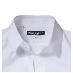 White Cotton Long Sleeve GOLD Dress Men Shirt