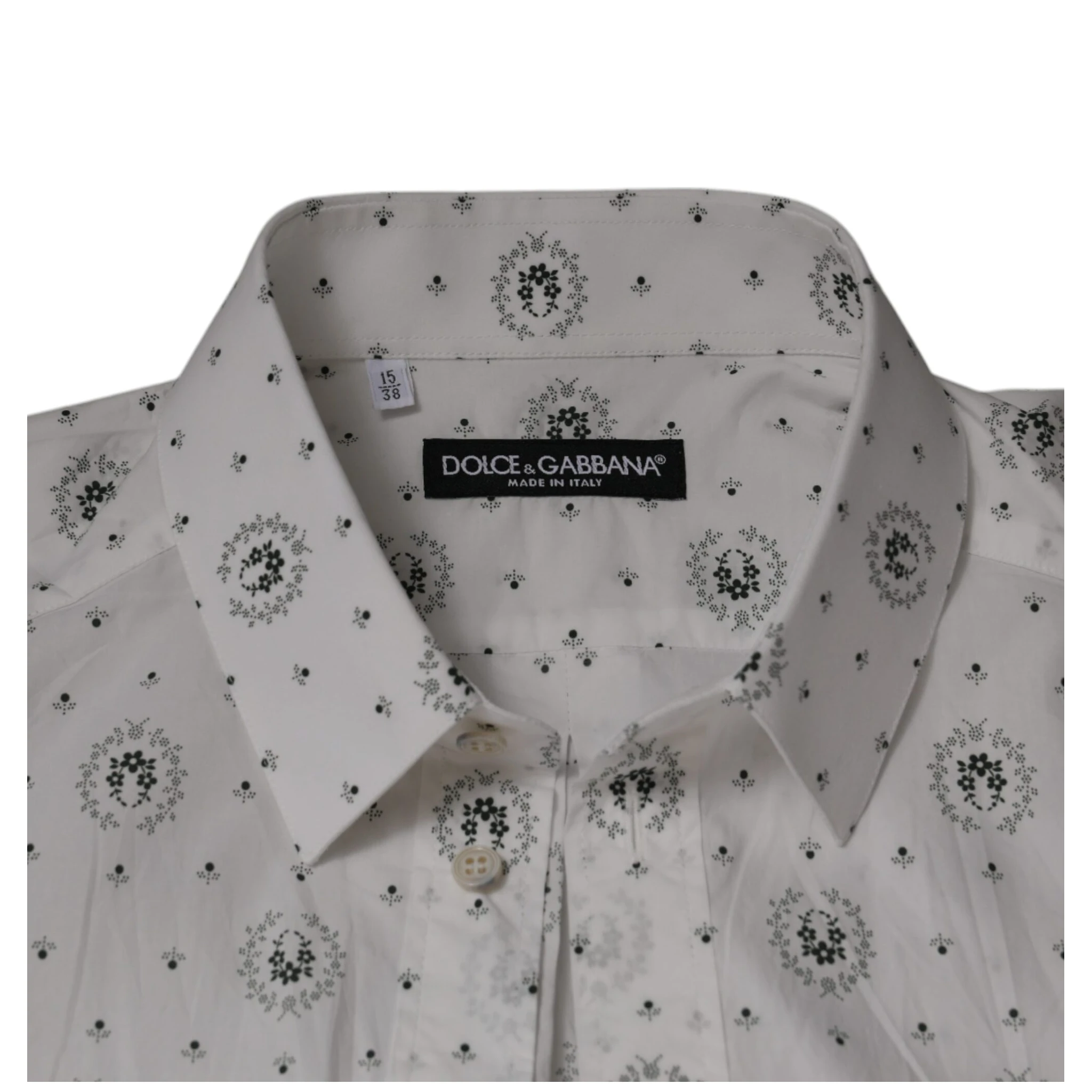 White Printed Cotton Slim Fit Men Dress Shirt