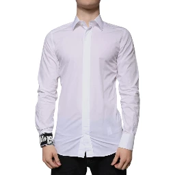 White Cotton Slim Fit GOLD Men Dress Shirt