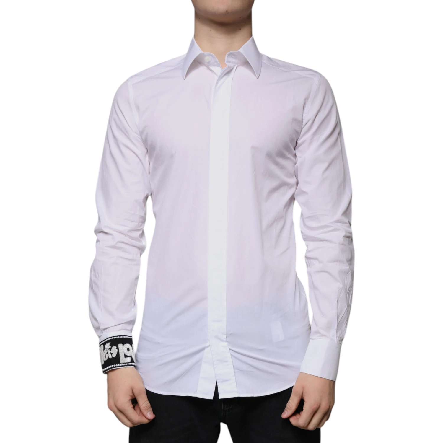 White Cotton Slim Fit GOLD Men Dress Shirt