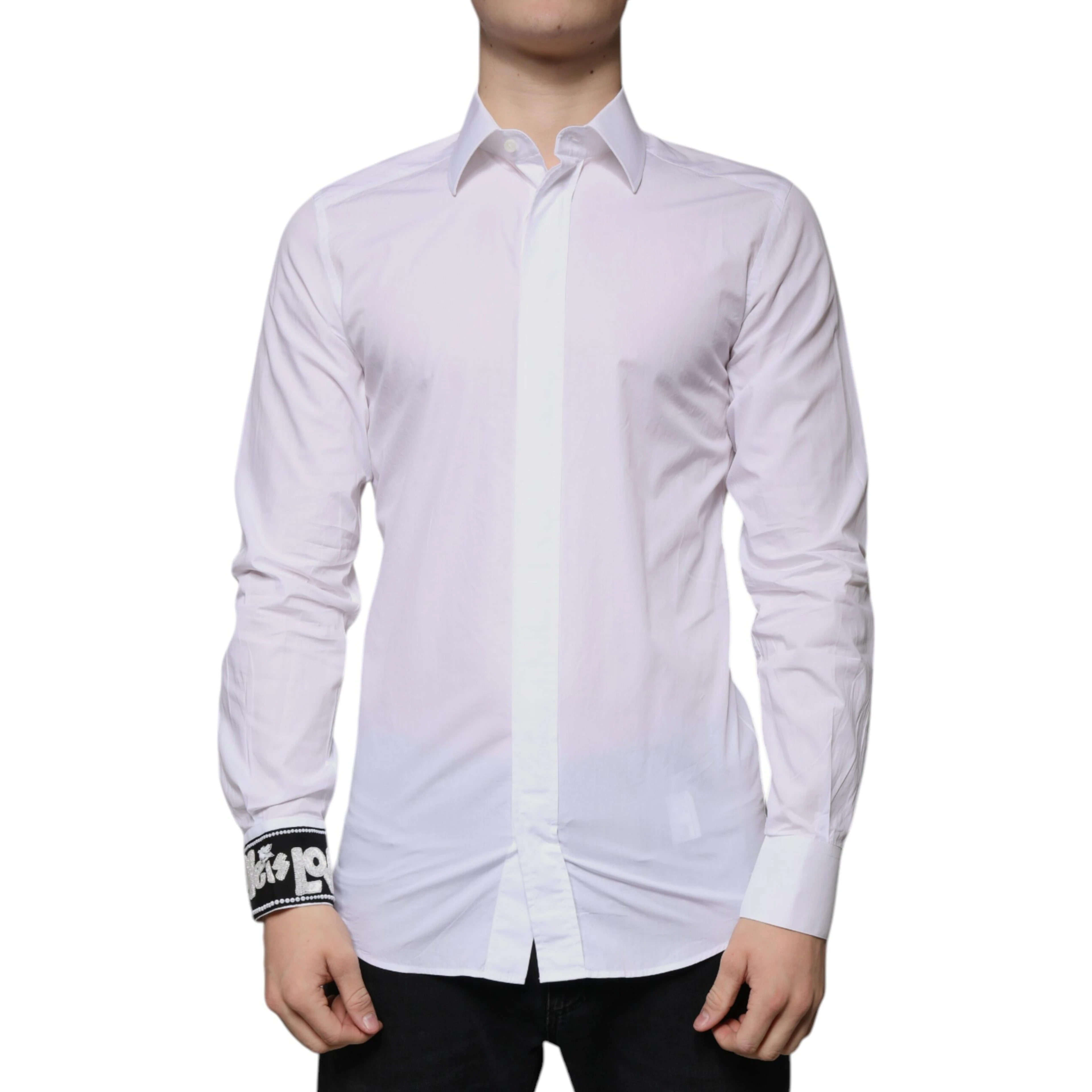 White Cotton Slim Fit GOLD Men Dress Shirt