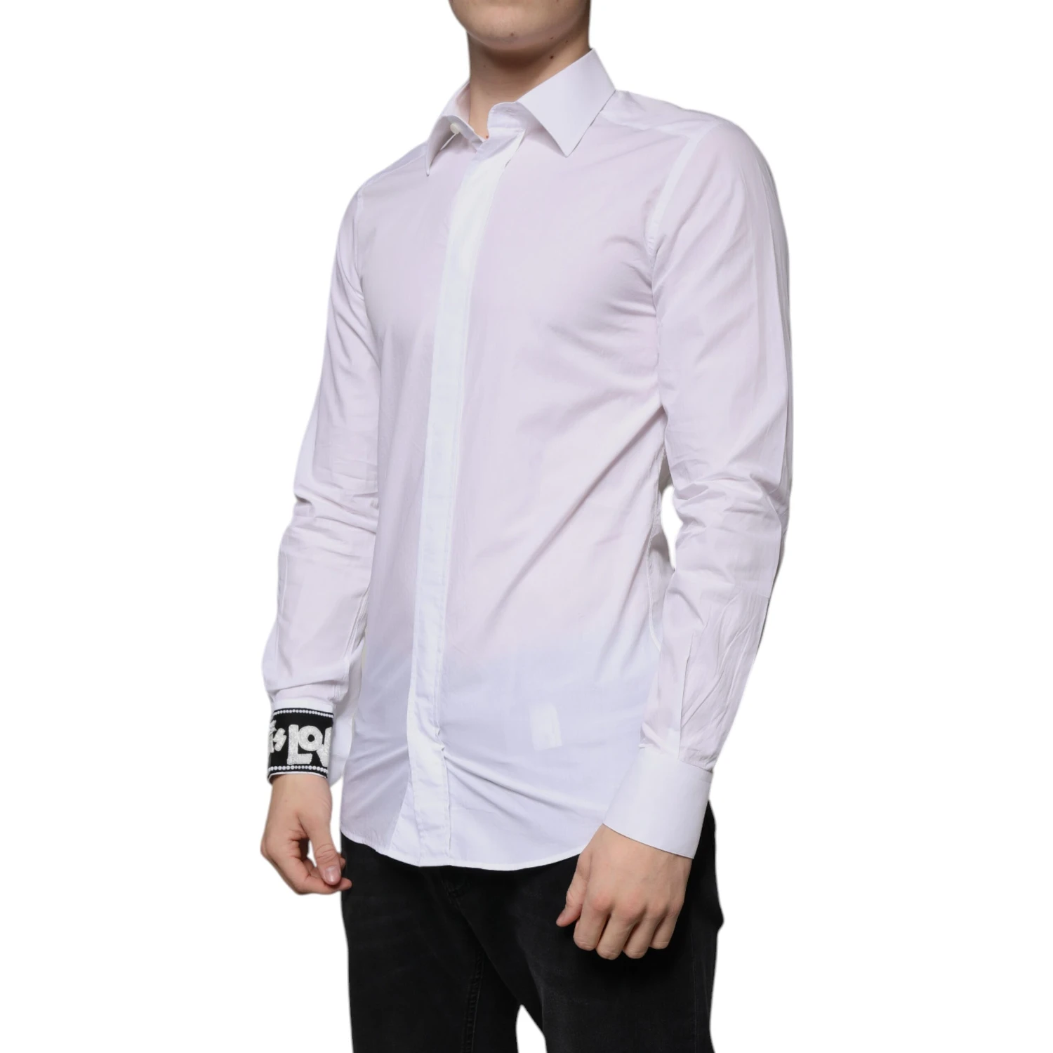 White Cotton Slim Fit GOLD Men Dress Shirt