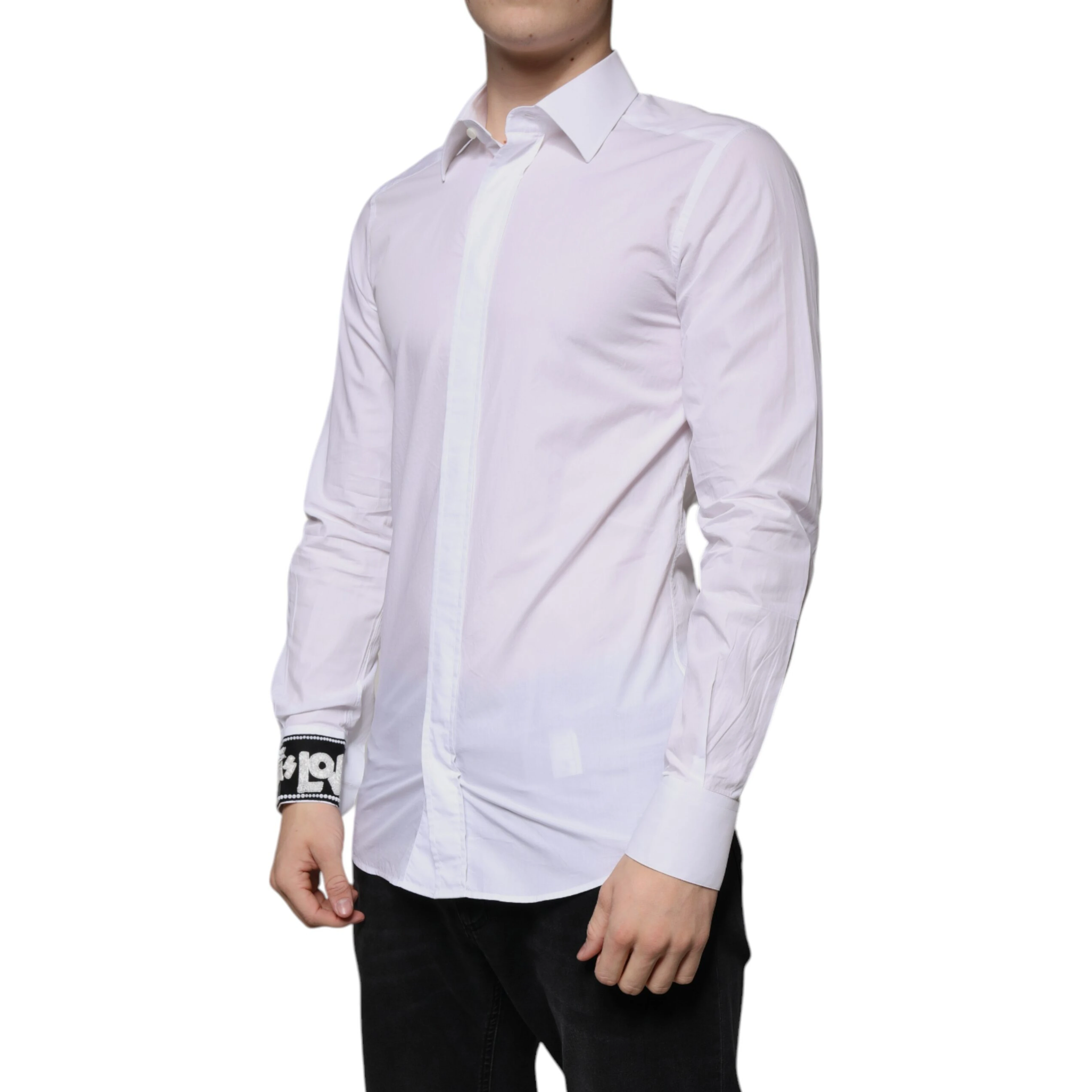 White Cotton Slim Fit GOLD Men Dress Shirt