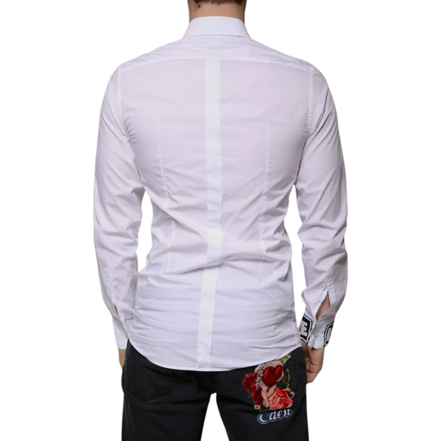 White Cotton Slim Fit GOLD Men Dress Shirt