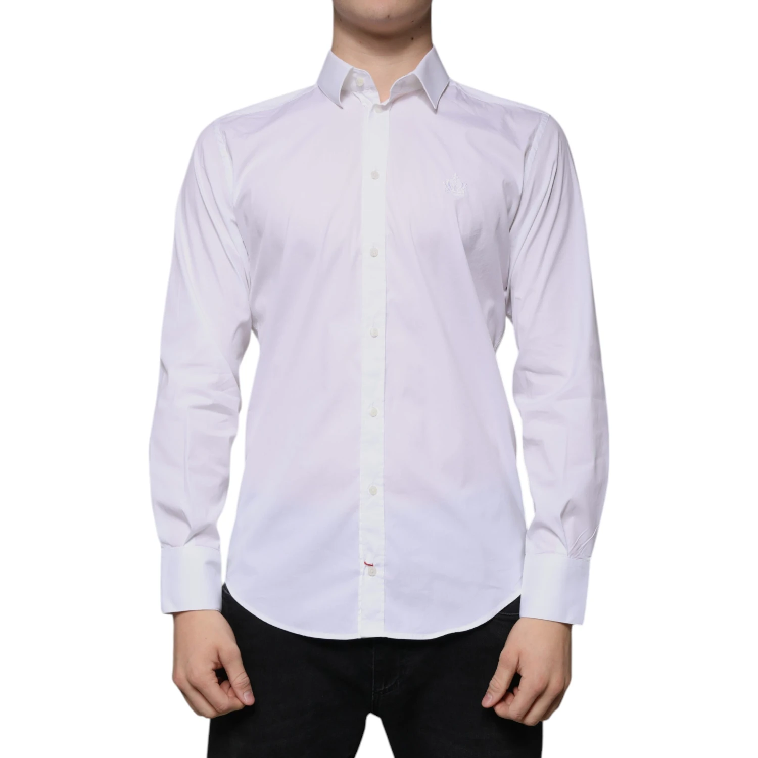 White Cotton Blend Men MARTINI Dress Shirt