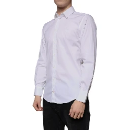 White Cotton Blend Men MARTINI Dress Shirt