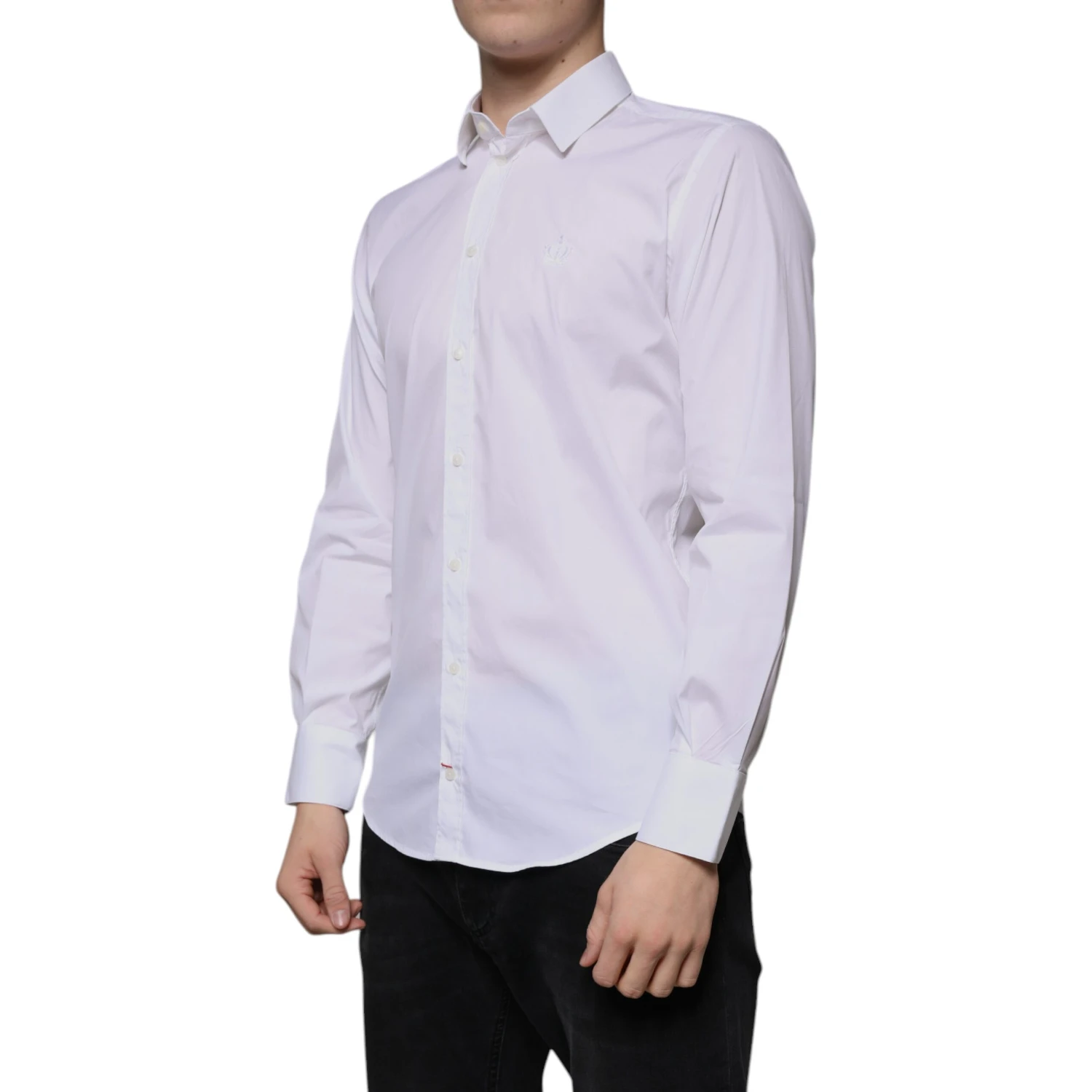 White Cotton Blend Men MARTINI Dress Shirt