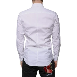 White Cotton Blend Men MARTINI Dress Shirt