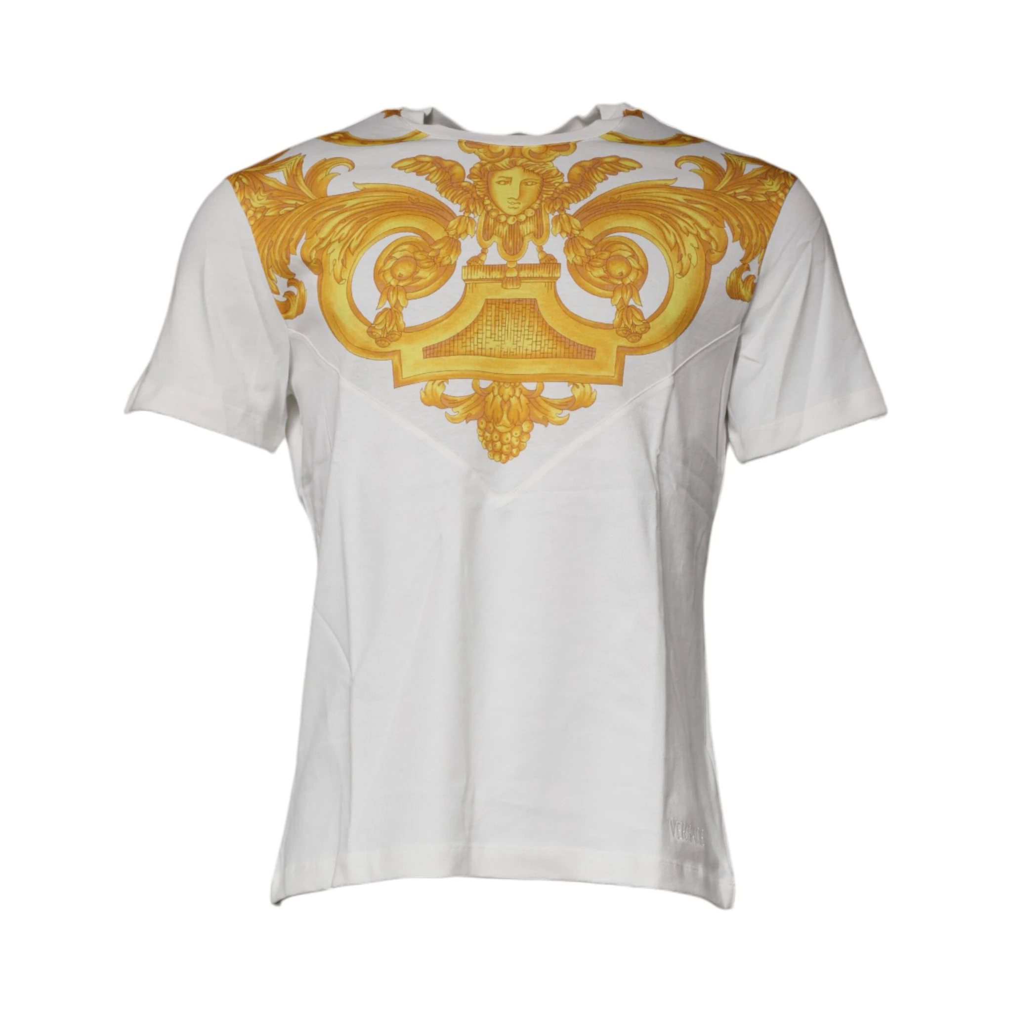 White Medusa Print Cotton Crew Neck T-shirt