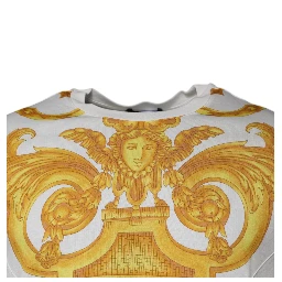 White Medusa Print Cotton Crew Neck T-shirt