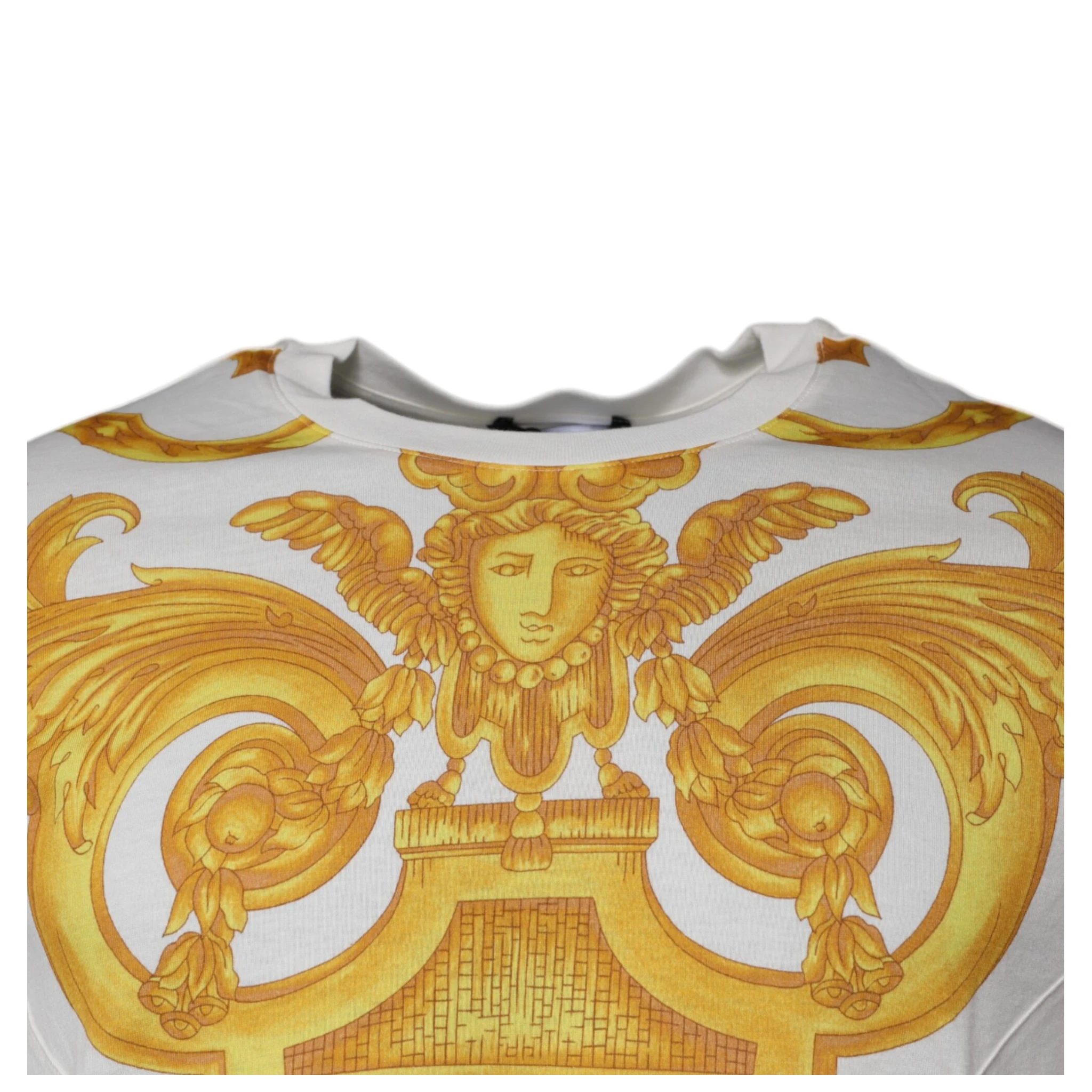 White Medusa Print Cotton Crew Neck T-shirt
