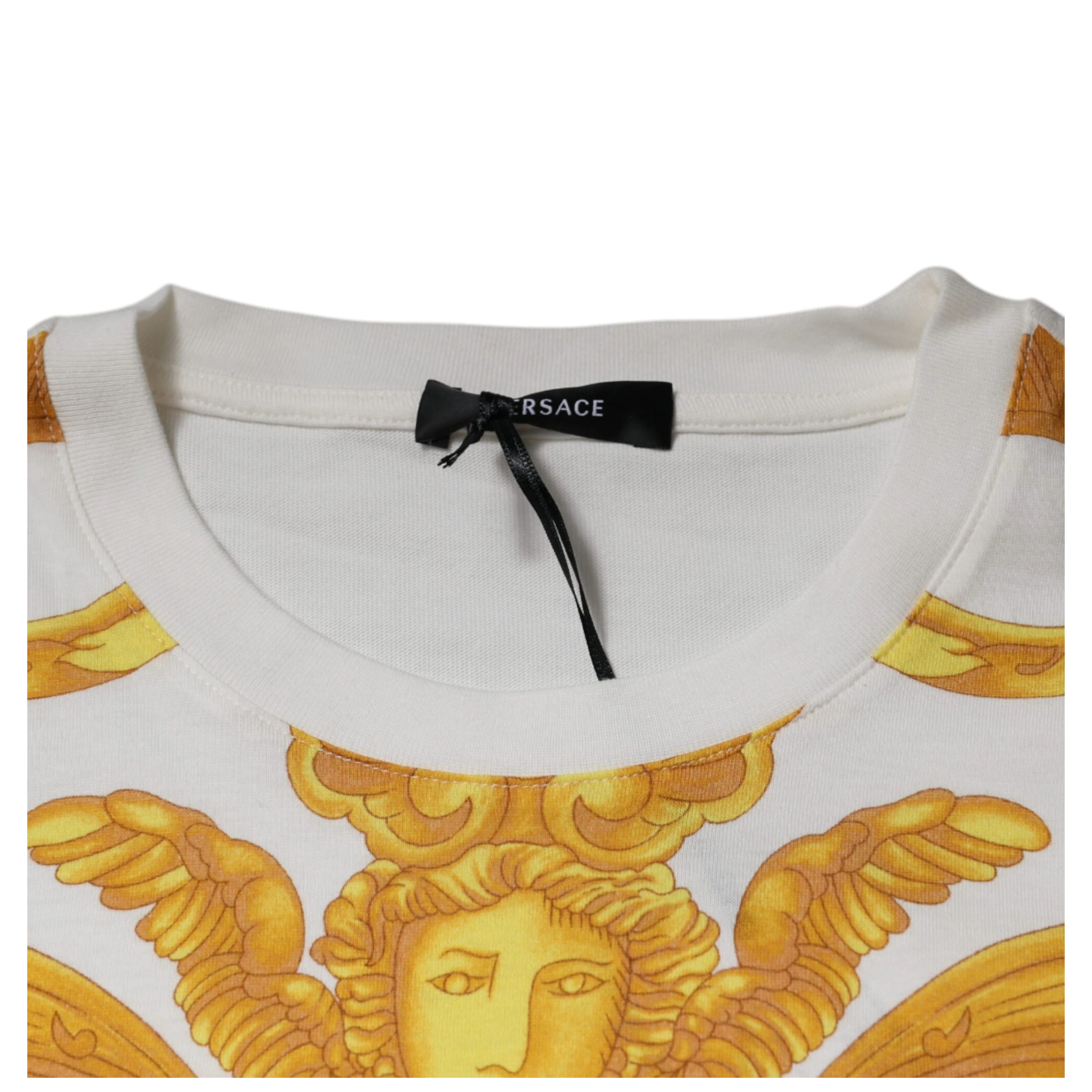 White Medusa Print Cotton Crew Neck T-shirt