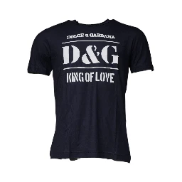 Blue D&G King Of Love Cotton Crew Neck T-shirt