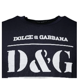 Blue D&G King Of Love Cotton Crew Neck T-shirt