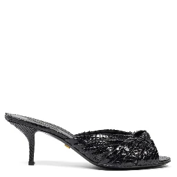 Black Snake Skin  Platform Sandals
