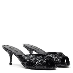 Black Snake Skin  Platform Sandals