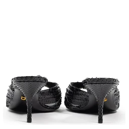Black Snake Skin  Platform Sandals