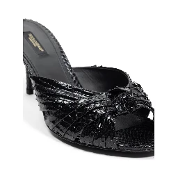 Black Snake Skin  Platform Sandals