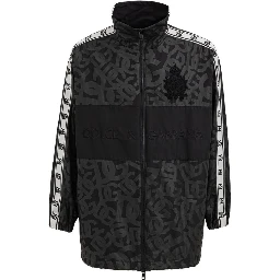 Black polyester track jacket