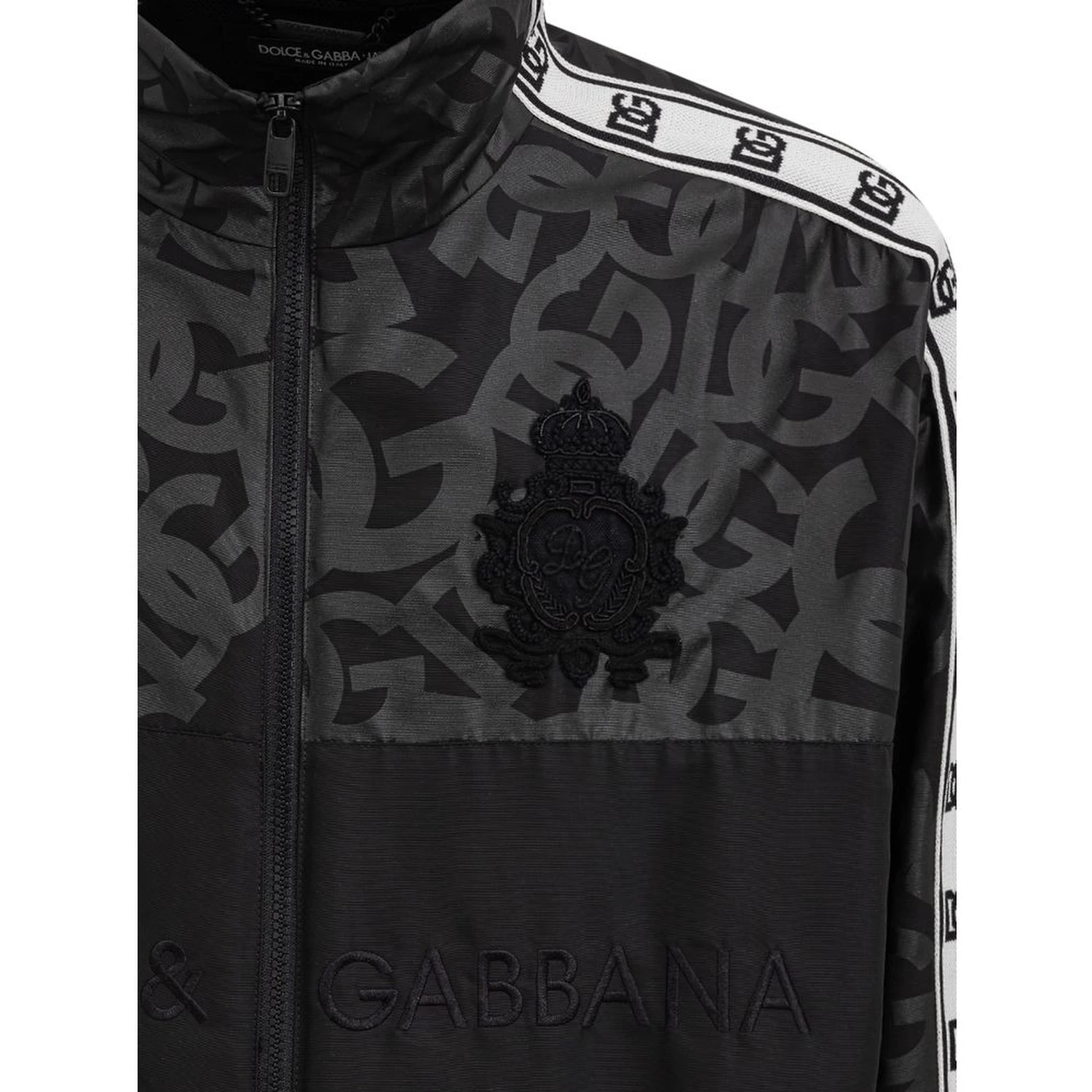 Black polyester track jacket