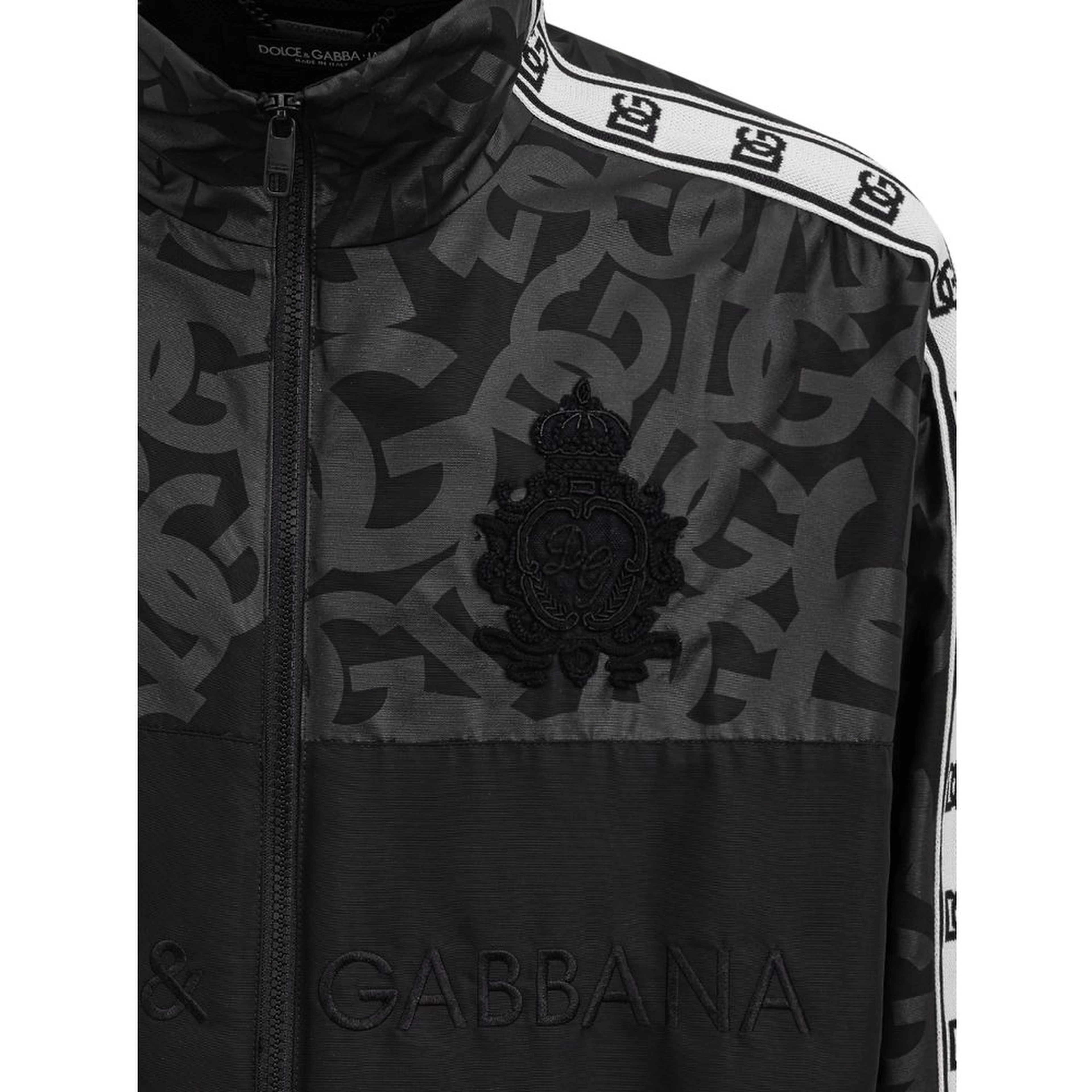 Black polyester track jacket
