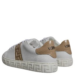 White Brown Greca Print TPU Low Top Men Sneakers Shoes