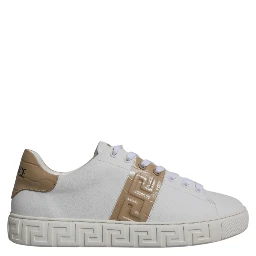 White Brown Greca Print TPU Low Top Men Sneakers Shoes