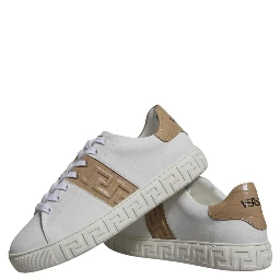 White Brown Greca Print TPU Low Top Men Sneakers Shoes