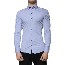 Light Blue Cotton Slim Fit SICILIA Dress Shirt