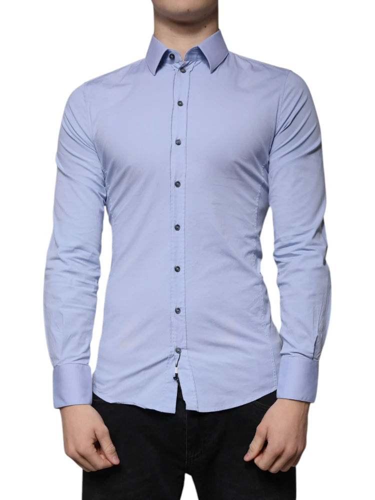 Light Blue Cotton Slim Fit SICILIA Dress Shirt