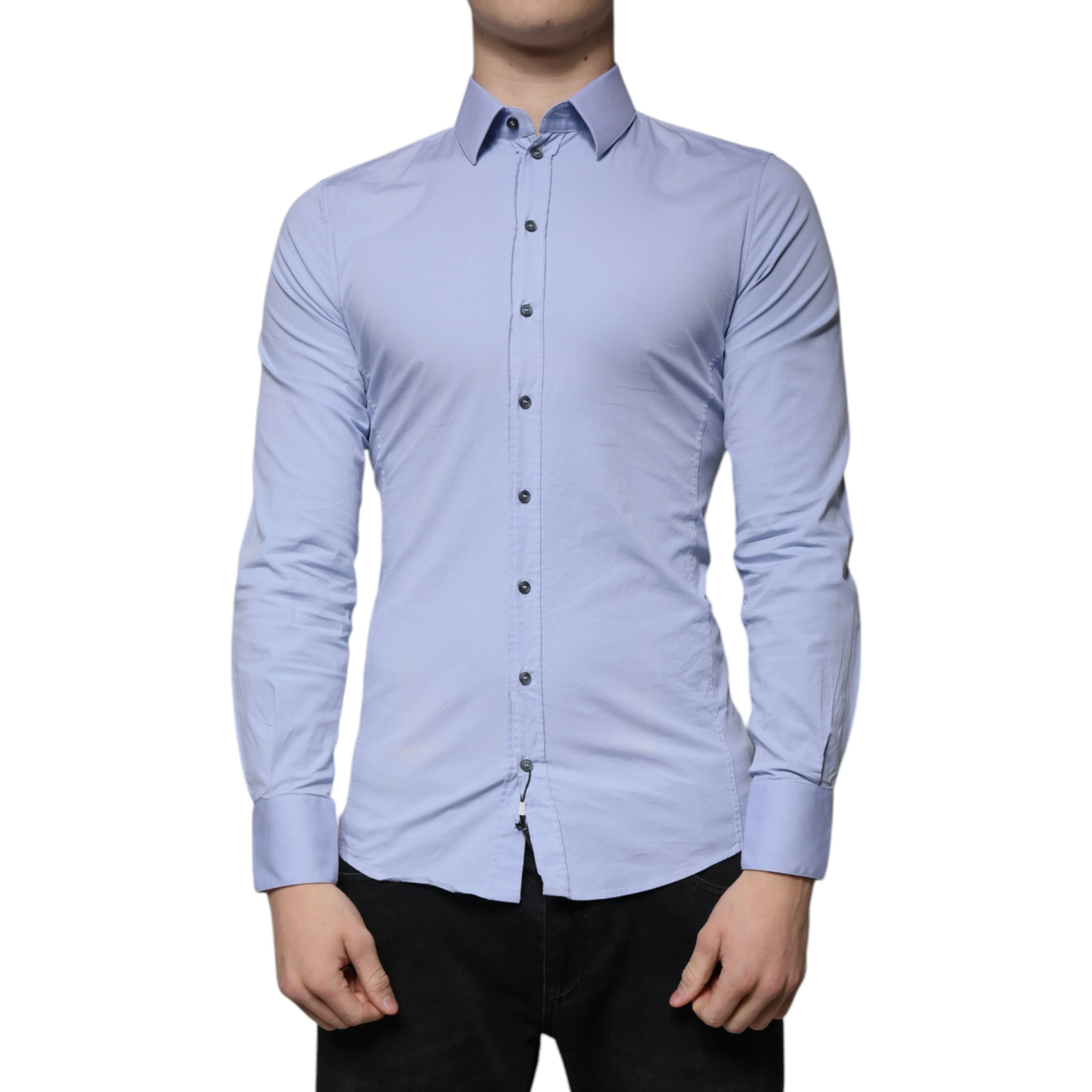 Light Blue Cotton Slim Fit SICILIA Dress Shirt