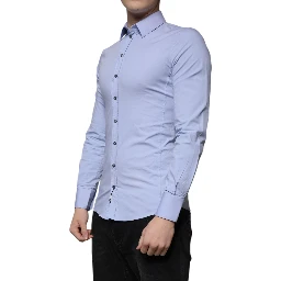 Light Blue Cotton Slim Fit SICILIA Dress Shirt