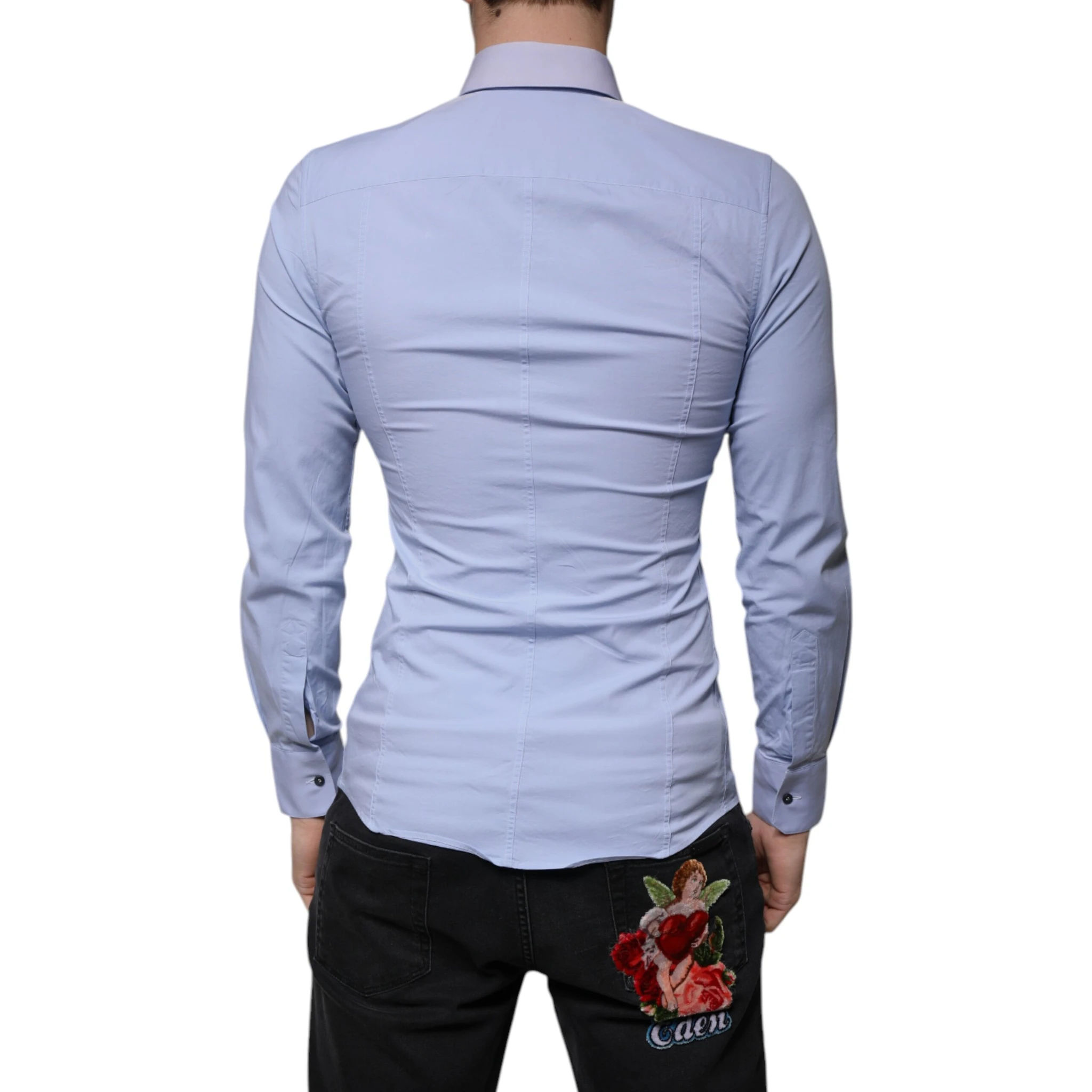 Light Blue Cotton Slim Fit SICILIA Dress Shirt