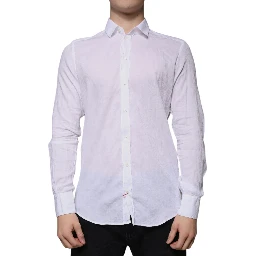 White Cotton Slim Fit Men Formal Dress Shirt