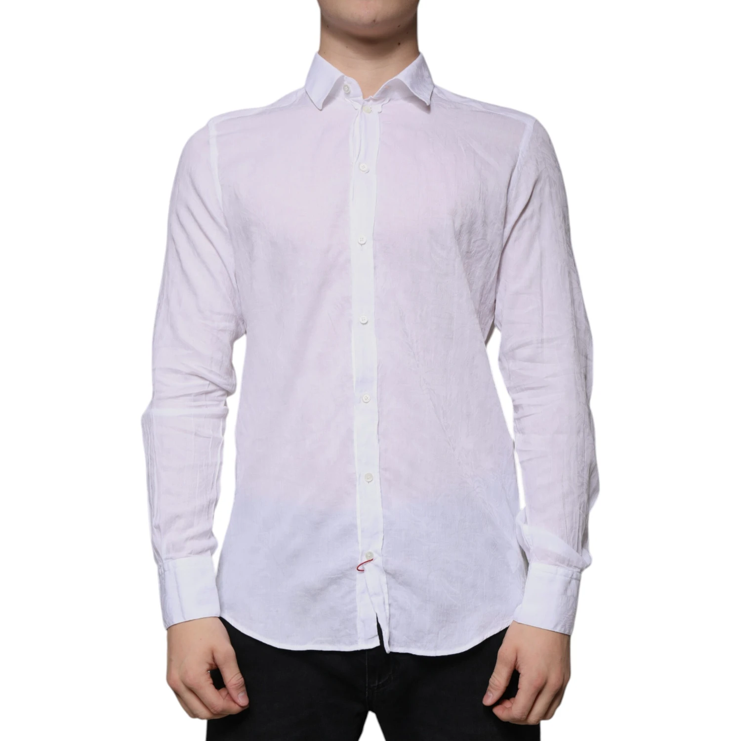 White Cotton Slim Fit Men Formal Dress Shirt