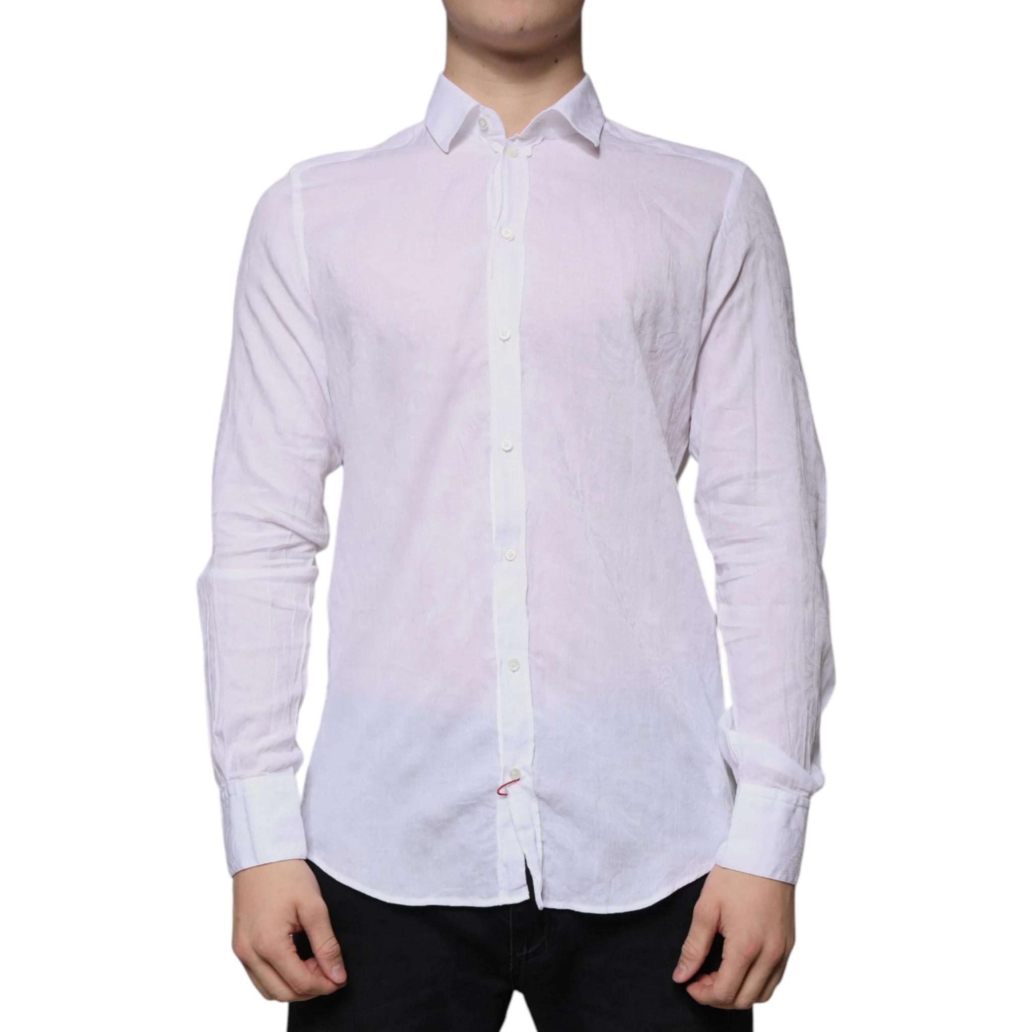 White Cotton Slim Fit Men Formal Dress Shirt