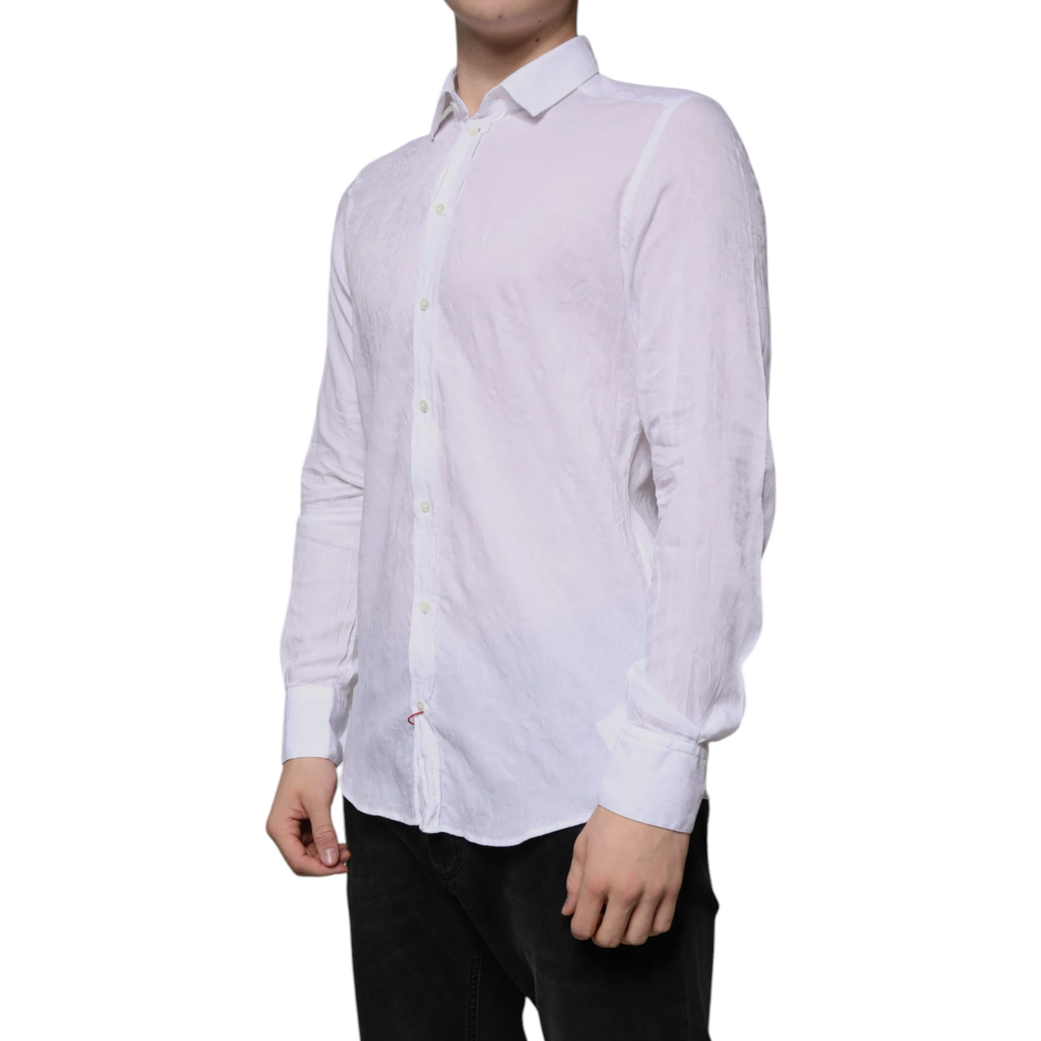 White Cotton Slim Fit Men Formal Dress Shirt