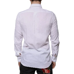 White Cotton Slim Fit Men Formal Dress Shirt