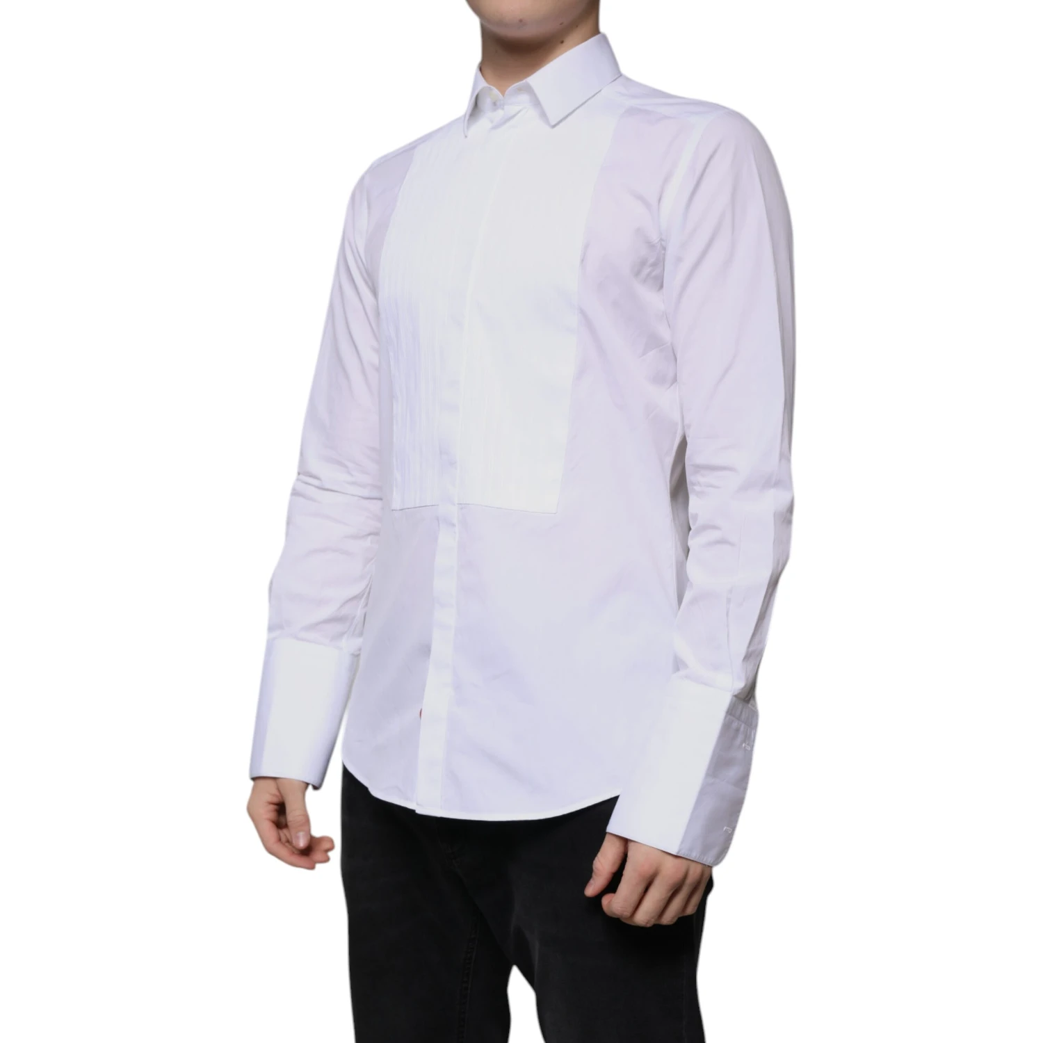 White Bib Cotton Poplin GOLD Men Formal Shirt