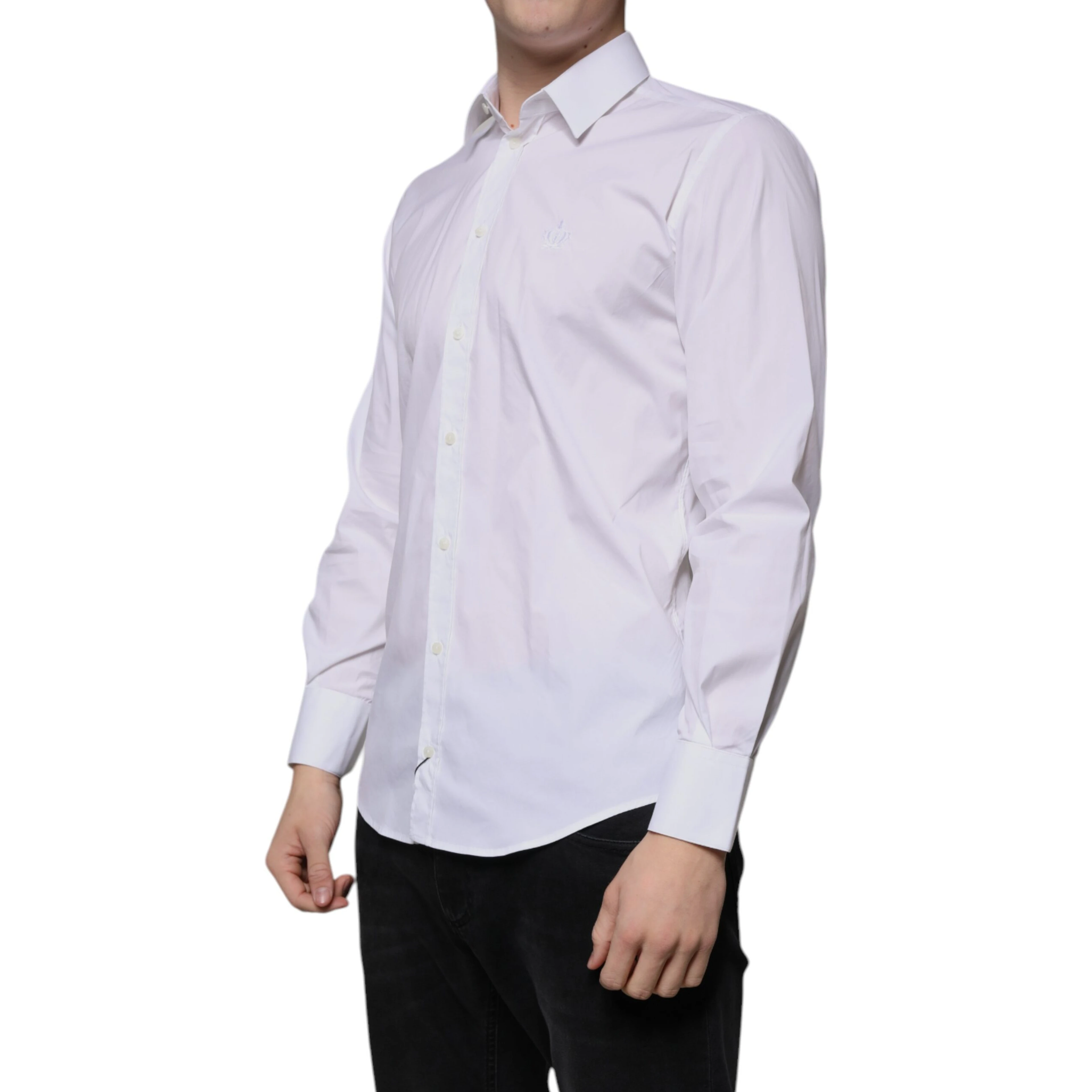 White Cotton Slim Fit Men MARTINI Dress Shirt